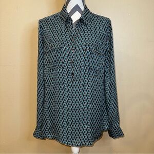 White House Black Market silk long sleeve blouse size 14